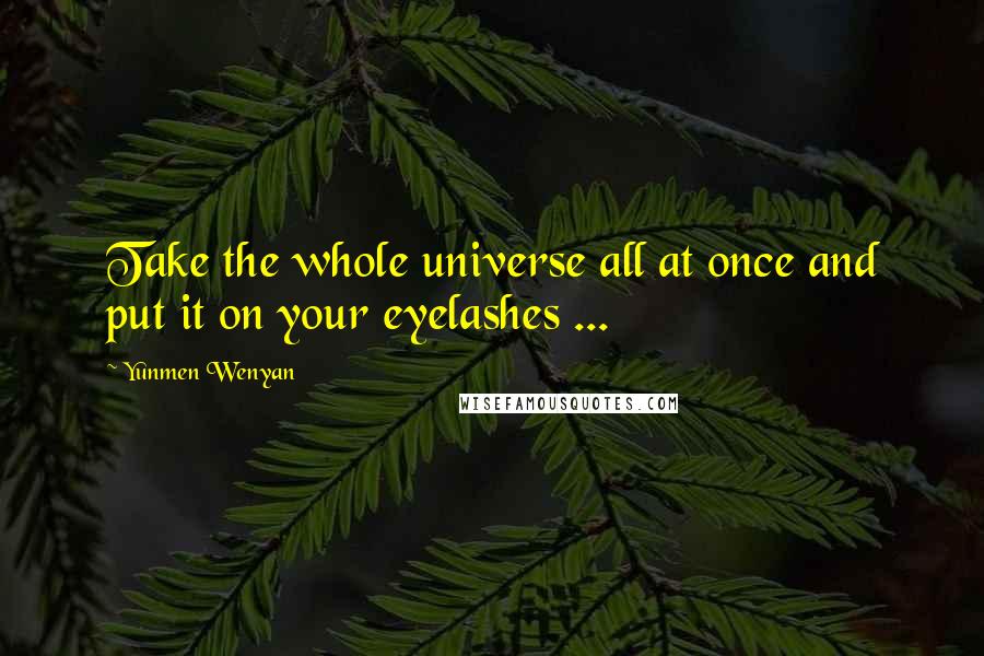 Yunmen Wenyan quotes: Take the whole universe all at once and put it on your eyelashes ...