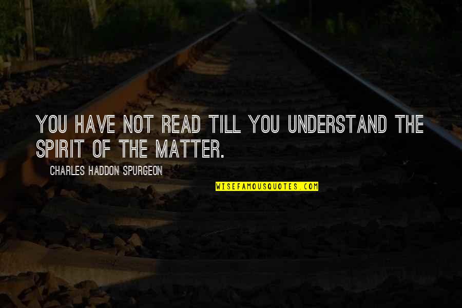 Yuppie Quotes By Charles Haddon Spurgeon: You have not read till you understand the