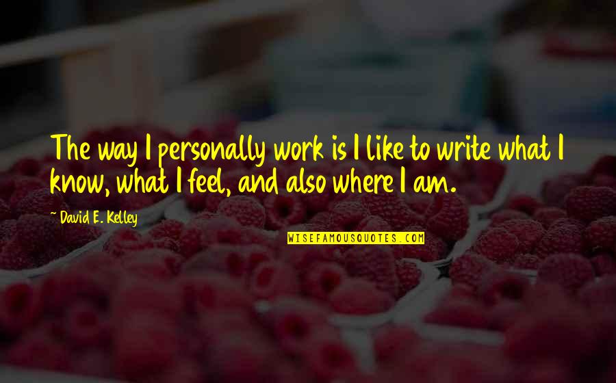 Yuvraj Singh Comeback Quotes By David E. Kelley: The way I personally work is I like