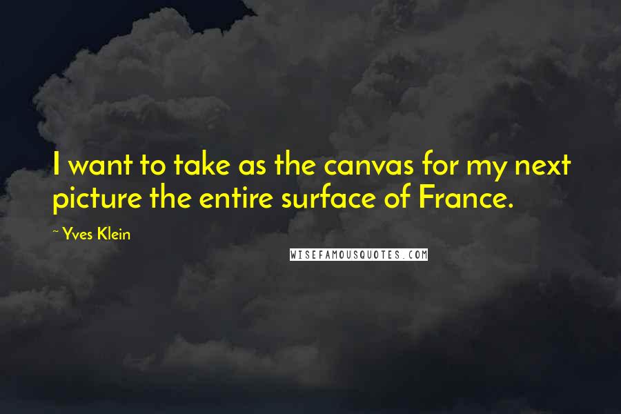 Yves Klein quotes: I want to take as the canvas for my next picture the entire surface of France.