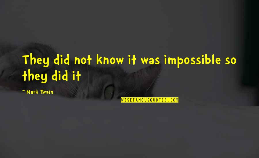 Yvettes In Stone Quotes By Mark Twain: They did not know it was impossible so