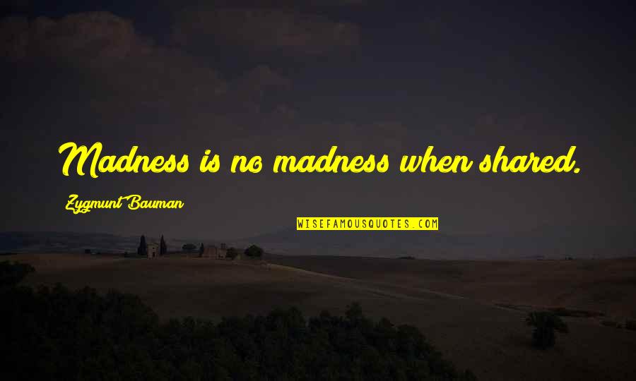 Z Bauman Quotes By Zygmunt Bauman: Madness is no madness when shared.