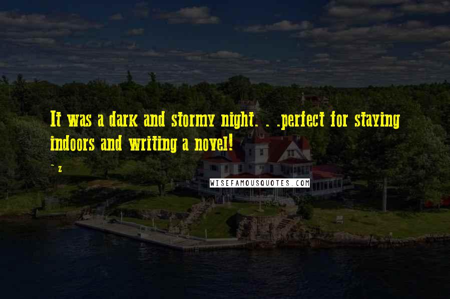 Z quotes: It was a dark and stormy night. . .perfect for staying indoors and writing a novel!