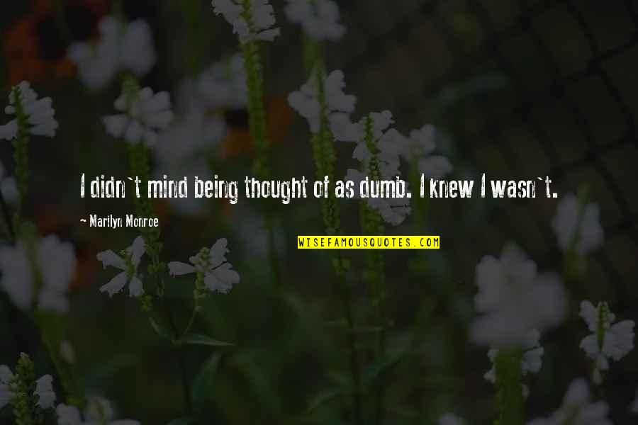 Zaandam Itinerary Quotes By Marilyn Monroe: I didn't mind being thought of as dumb.