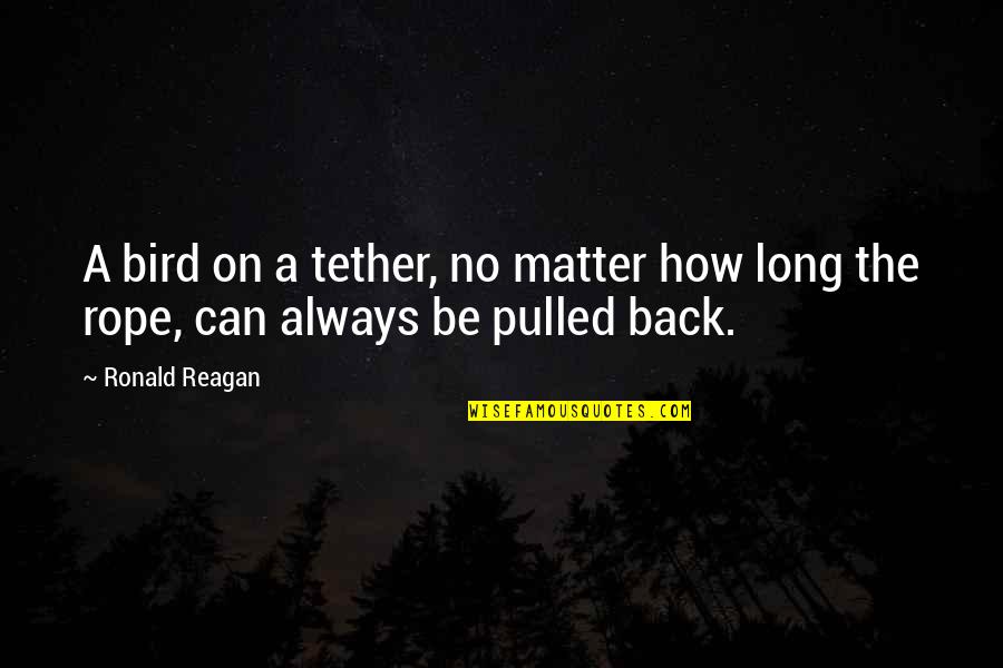 Zabana Essentials Quotes By Ronald Reagan: A bird on a tether, no matter how