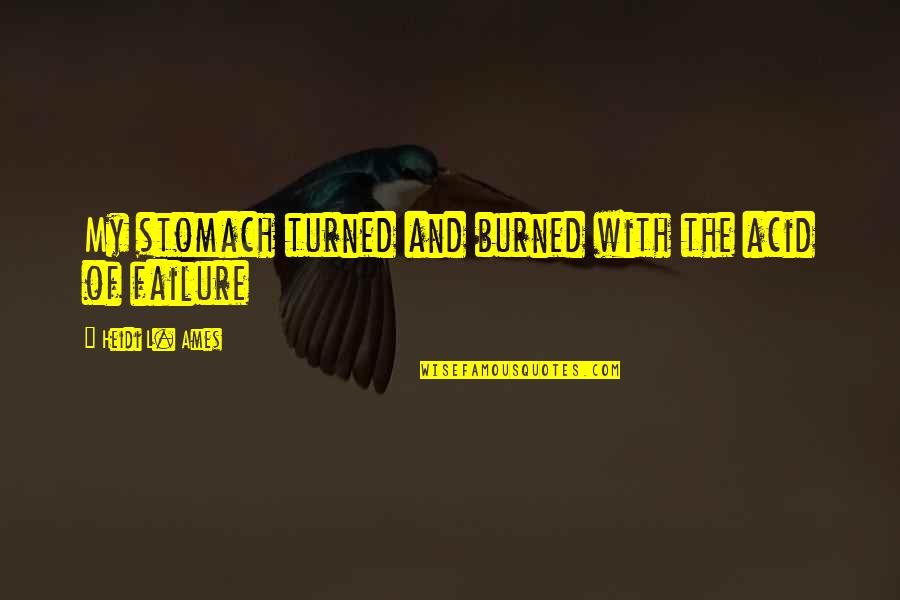 Zabaneh Properties Quotes By Heidi L. Ames: My stomach turned and burned with the acid