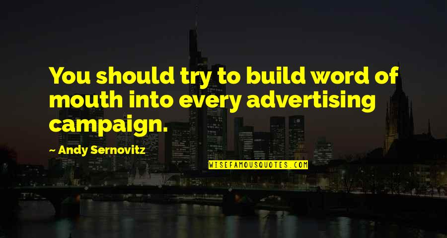 Zabczynski Dzieci Quotes By Andy Sernovitz: You should try to build word of mouth