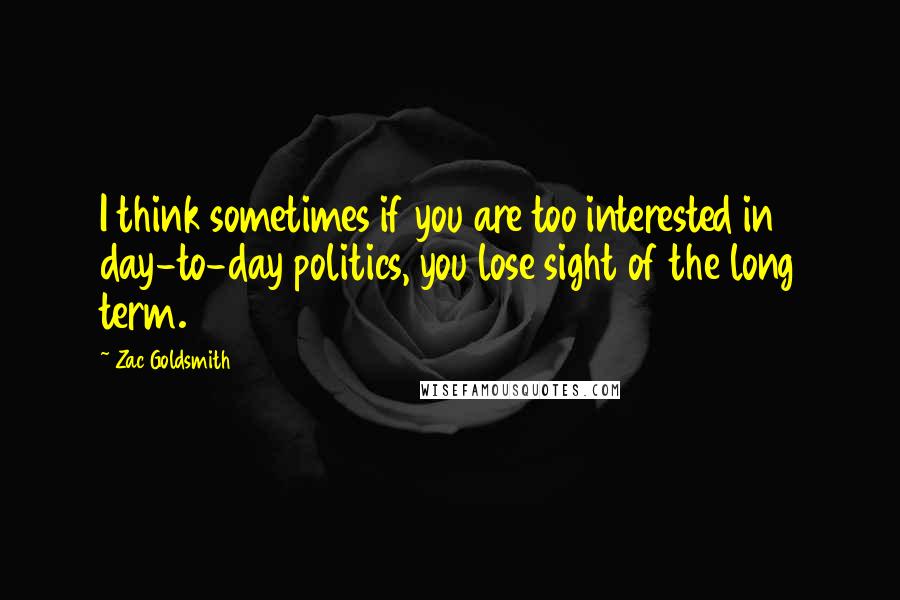 Zac Goldsmith quotes: I think sometimes if you are too interested in day-to-day politics, you lose sight of the long term.
