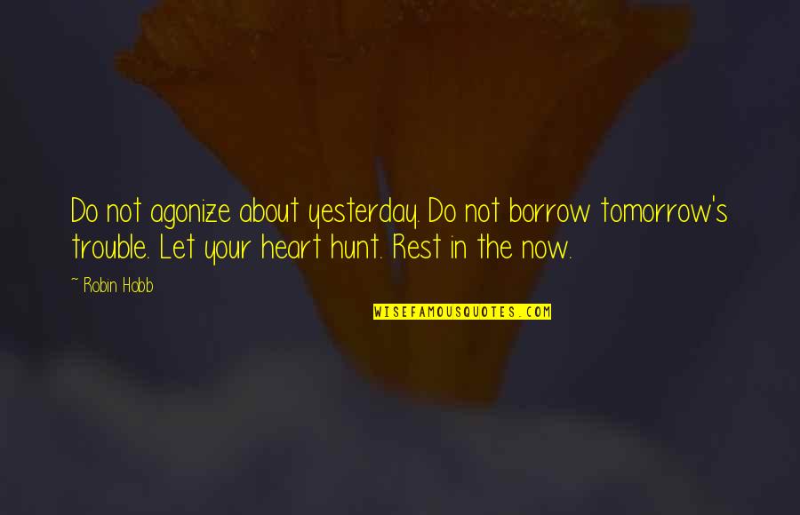 Zacarias 1 Quotes By Robin Hobb: Do not agonize about yesterday. Do not borrow Zacarias 1 Quotes By Robin Hobb: Do not agonize about yesterday. Do not borrow