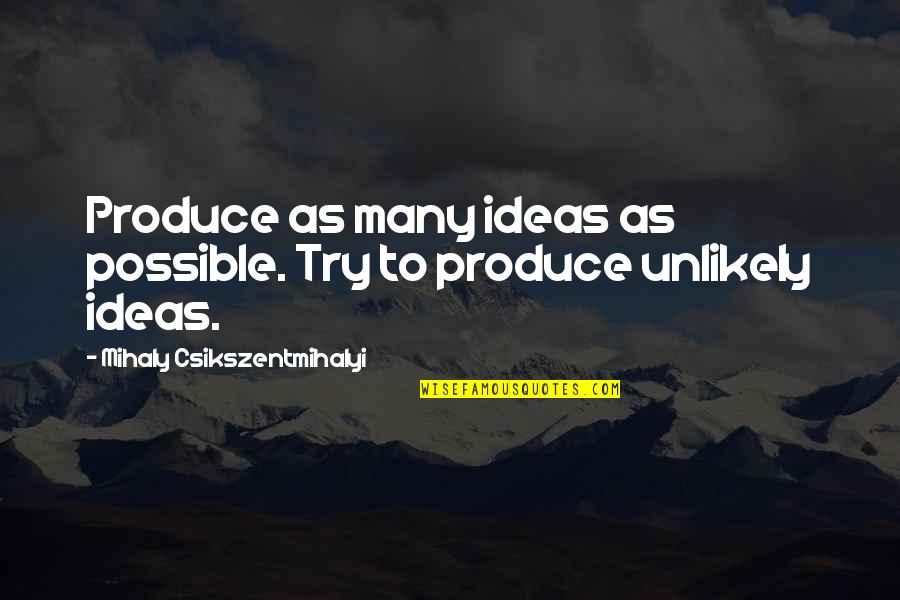 Zaccardelli Quotes By Mihaly Csikszentmihalyi: Produce as many ideas as possible. Try to Zaccardelli Quotes By Mihaly Csikszentmihalyi: Produce as many ideas as possible. Try to