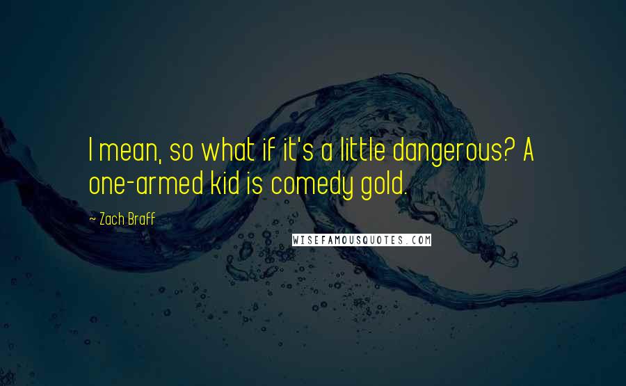 Zach Braff quotes: I mean, so what if it's a little dangerous? A one-armed kid is comedy gold.