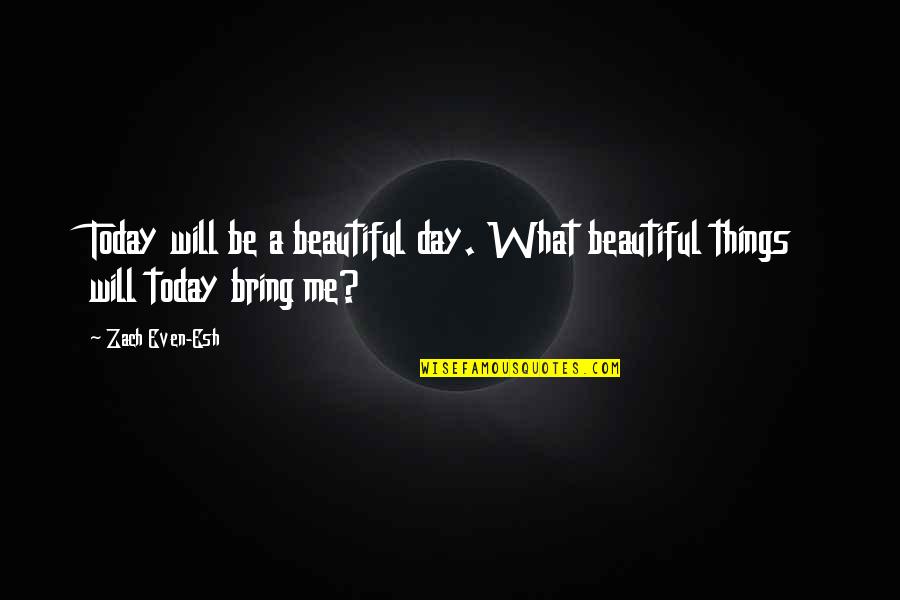 Zach Even Esh Quotes By Zach Even-Esh: Today will be a beautiful day. What beautiful