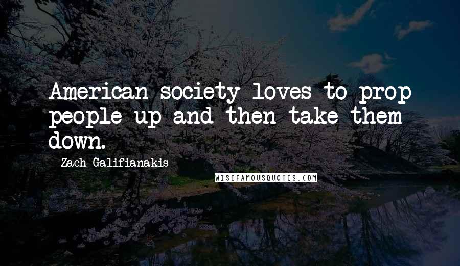 Zach Galifianakis quotes: American society loves to prop people up and then take them down.