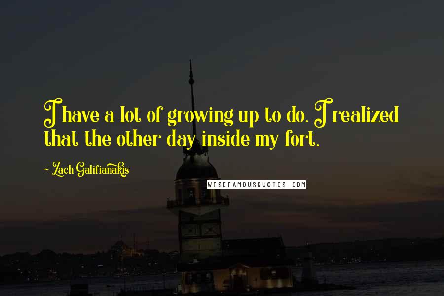 Zach Galifianakis quotes: I have a lot of growing up to do. I realized that the other day inside my fort.