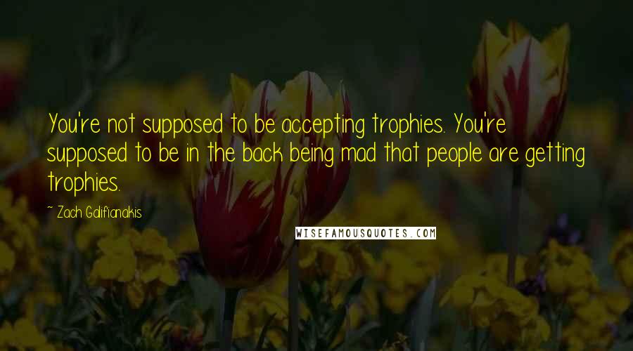 Zach Galifianakis quotes: You're not supposed to be accepting trophies. You're supposed to be in the back being mad that people are getting trophies.