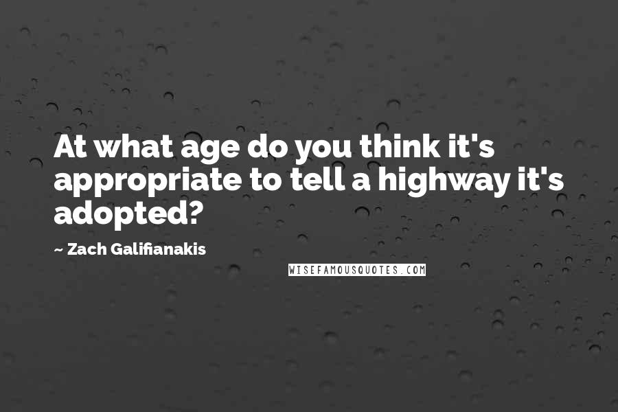 Zach Galifianakis quotes: At what age do you think it's appropriate to tell a highway it's adopted?