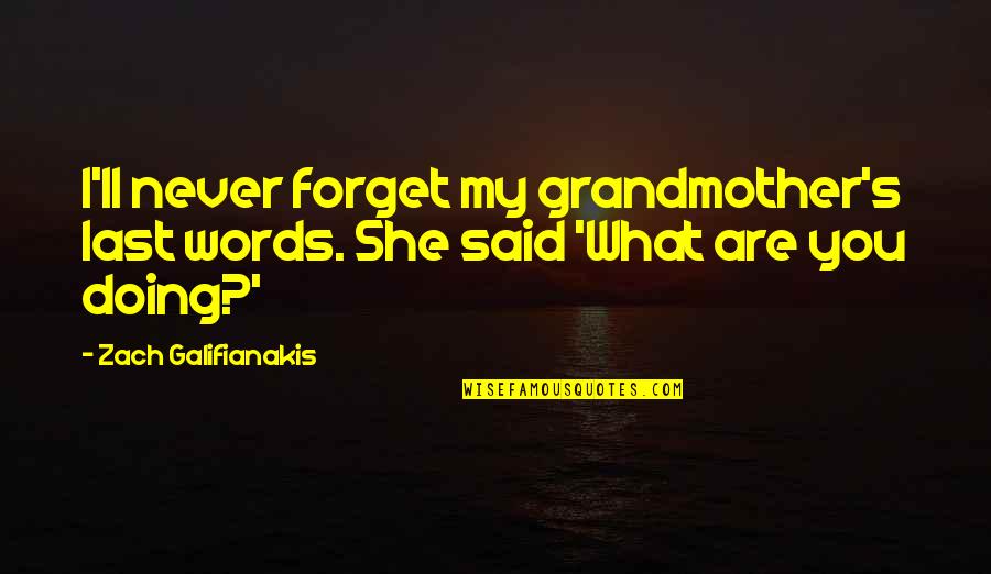 Zach Galifianakis Quotes By Zach Galifianakis: I'll never forget my grandmother's last words. She