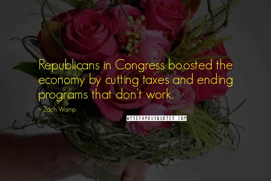 Zach Wamp quotes: Republicans in Congress boosted the economy by cutting taxes and ending programs that don't work.