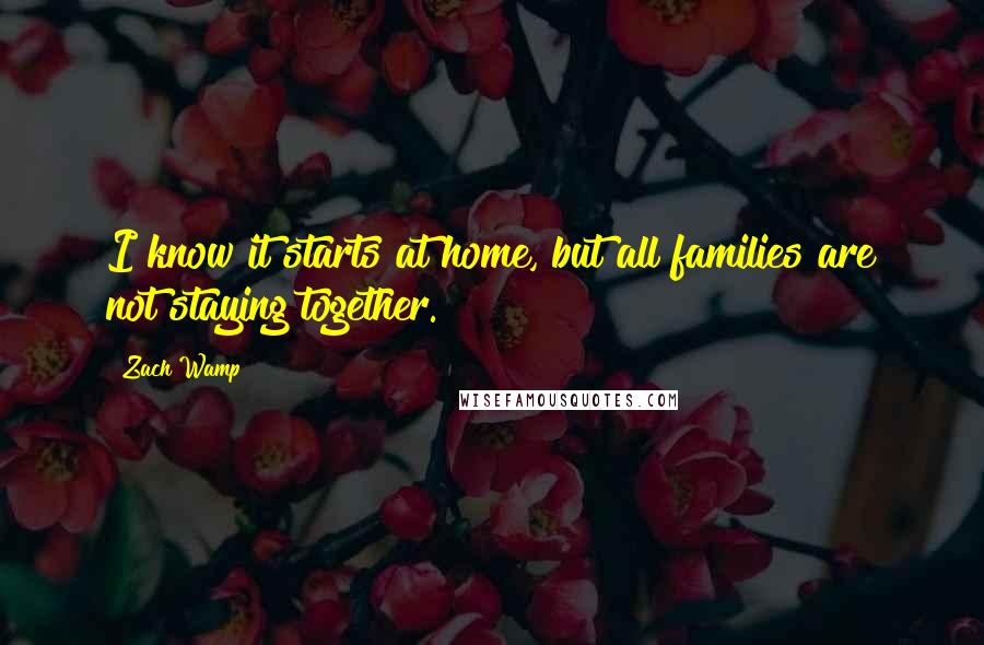 Zach Wamp quotes: I know it starts at home, but all families are not staying together.