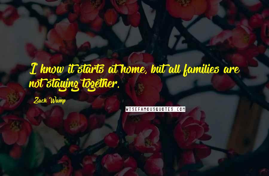 Zach Wamp quotes: I know it starts at home, but all families are not staying together.