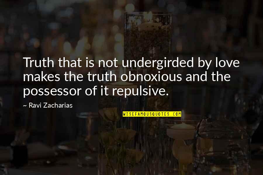 Zacharias Quotes By Ravi Zacharias: Truth that is not undergirded by love makes