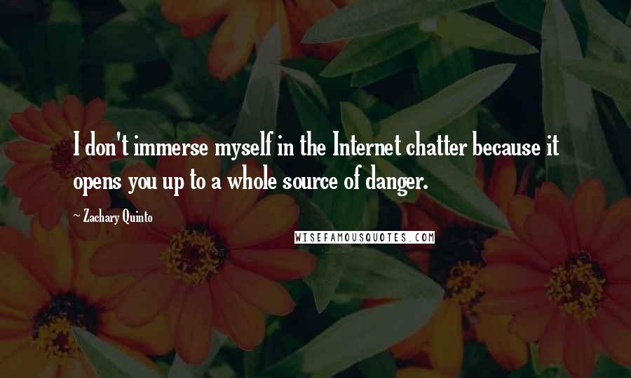 Zachary Quinto quotes: I don't immerse myself in the Internet chatter because it opens you up to a whole source of danger.