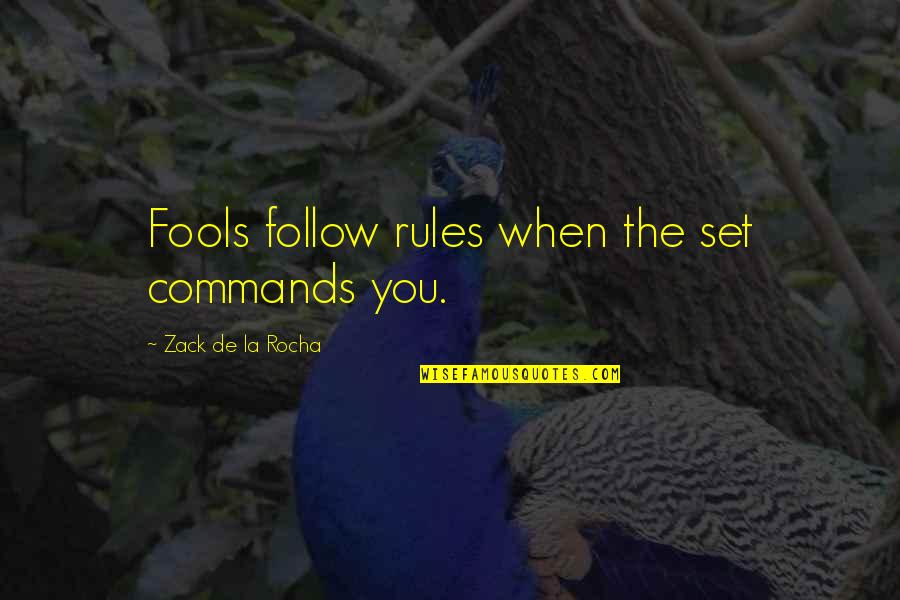 Zack's Quotes By Zack De La Rocha: Fools follow rules when the set commands you.