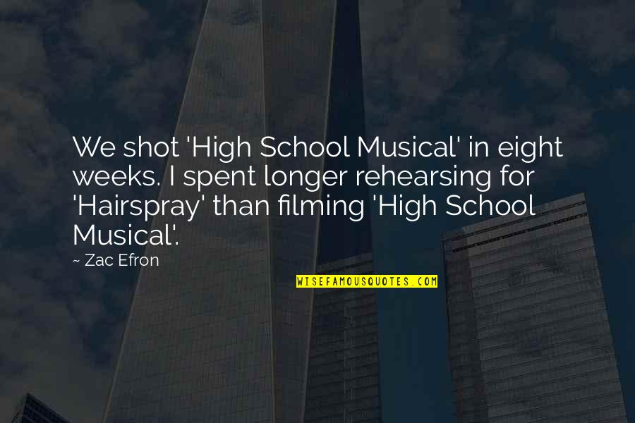 Zac's Quotes By Zac Efron: We shot 'High School Musical' in eight weeks.