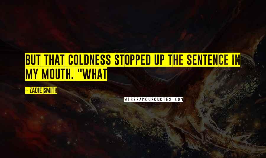 Zadie Smith quotes: but that coldness stopped up the sentence in my mouth. "What