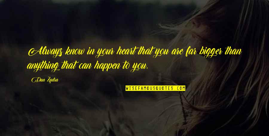 Zadra 3 Quotes By Dan Zadra: Always know in your heart that you are