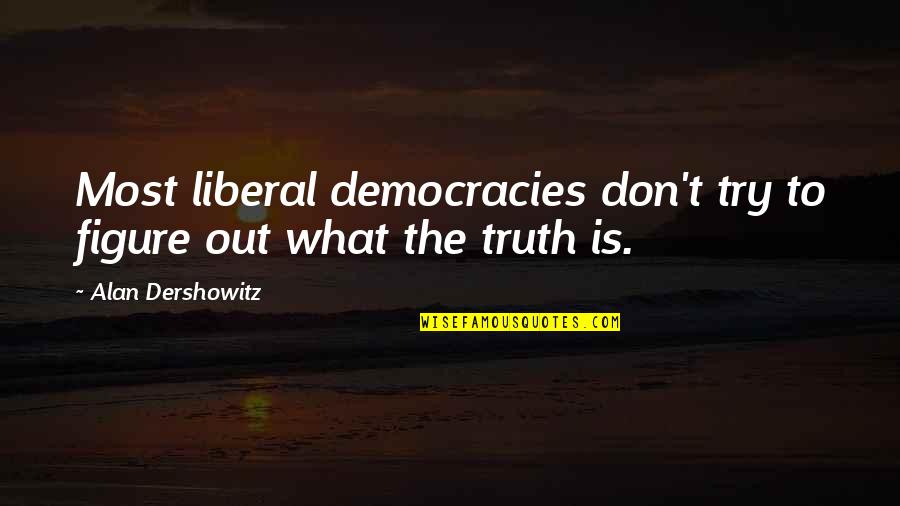 Zahniyah Quotes By Alan Dershowitz: Most liberal democracies don't try to figure out Zahniyah Quotes By Alan Dershowitz: Most liberal democracies don't try to figure out