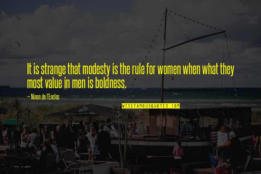 Zahramar Quotes By Ninon De L'Enclos: It is strange that modesty is the rule Zahramar Quotes By Ninon De L'Enclos: It is strange that modesty is the rule