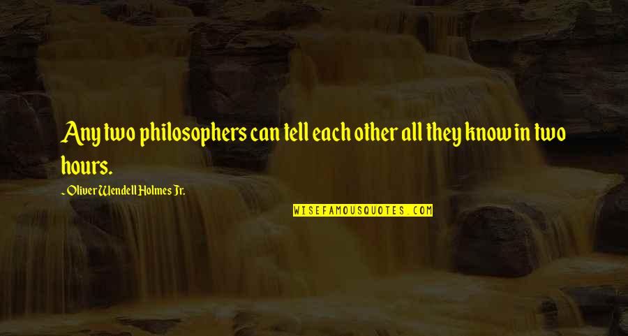 Zaitouna Quotes By Oliver Wendell Holmes Jr.: Any two philosophers can tell each other all