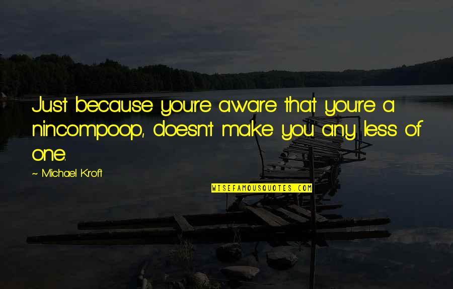 Zajac Na Quotes By Michael Kroft: Just because you're aware that you're a nincompoop,