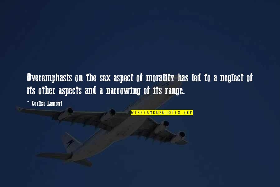 Zajady Quotes By Corliss Lamont: Overemphasis on the sex aspect of morality has Zajady Quotes By Corliss Lamont: Overemphasis on the sex aspect of morality has