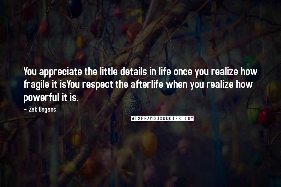 Zak Bagans quotes: You appreciate the little details in life once you realize how fragile it isYou respect the afterlife when you realize how powerful it is. Zak Bagans quotes: You appreciate the little details in life once you realize how fragile it isYou respect the afterlife when you realize how powerful it is.