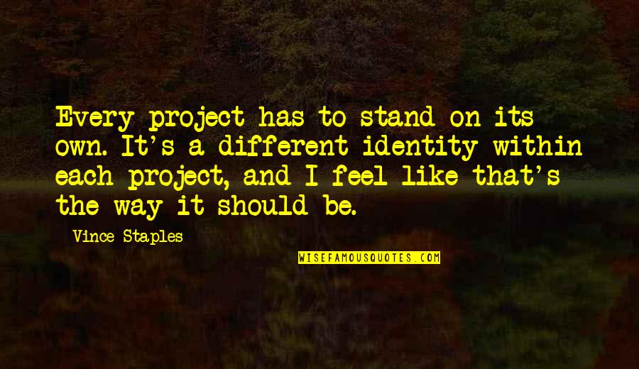 Zakariyya Bari Quotes By Vince Staples: Every project has to stand on its own. Zakariyya Bari Quotes By Vince Staples: Every project has to stand on its own.