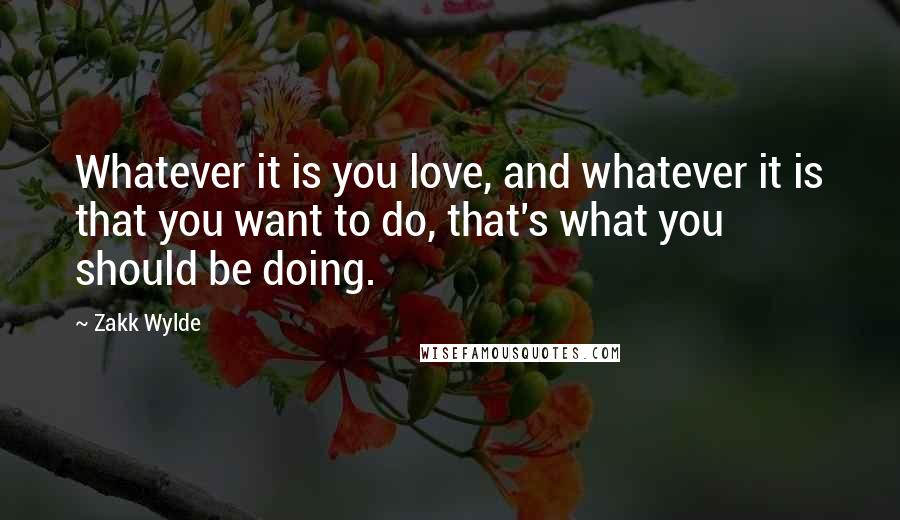 Zakk Wylde quotes: Whatever it is you love, and whatever it is that you want to do, that's what you should be doing.