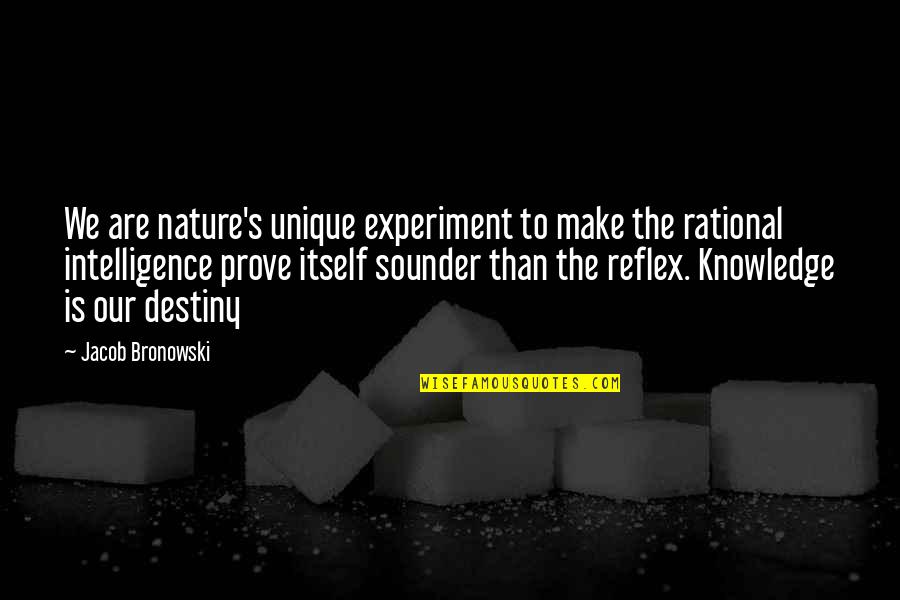 Zaman Prasejarah Quotes By Jacob Bronowski: We are nature's unique experiment to make the Zaman Prasejarah Quotes By Jacob Bronowski: We are nature's unique experiment to make the