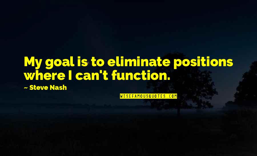 Zamenhof Font Quotes By Steve Nash: My goal is to eliminate positions where I