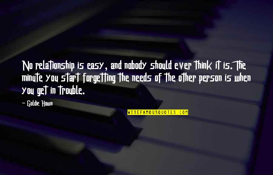 Zamestn V N Cizincu Quotes By Goldie Hawn: No relationship is easy, and nobody should ever Zamestn V N Cizincu Quotes By Goldie Hawn: No relationship is easy, and nobody should ever