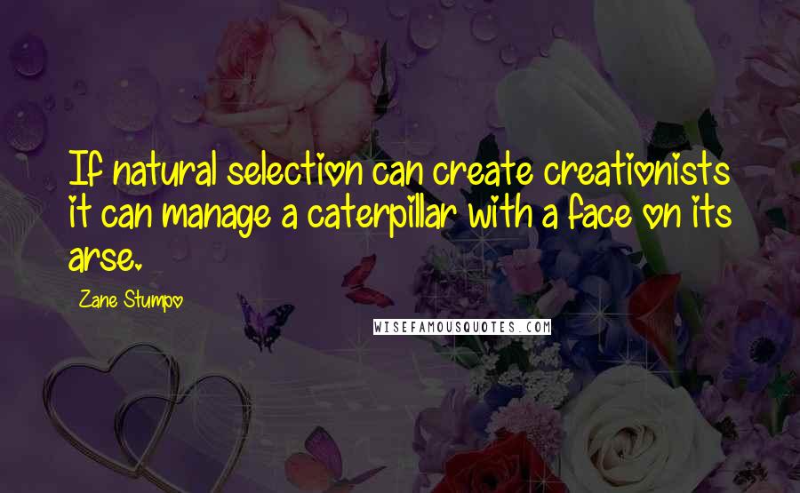 Zane Stumpo quotes: If natural selection can create creationists it can manage a caterpillar with a face on its arse.