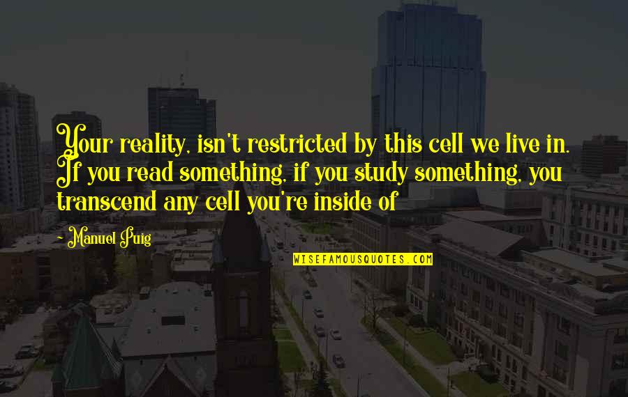 Zanne Devine Quotes By Manuel Puig: Your reality, isn't restricted by this cell we