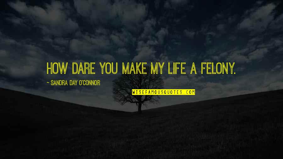 Zannery Quotes By Sandra Day O'Connor: How dare you make my life a felony. Zannery Quotes By Sandra Day O'Connor: How dare you make my life a felony.