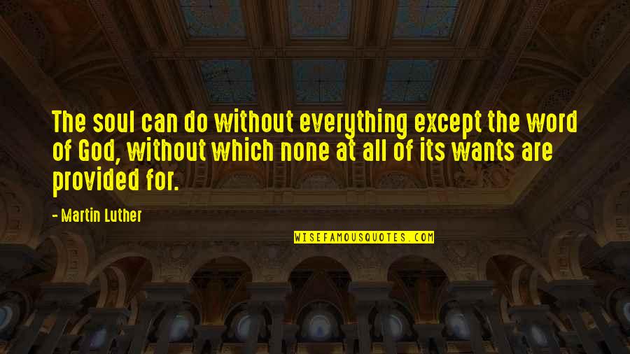 Zanottos Sunnyvale Quotes By Martin Luther: The soul can do without everything except the