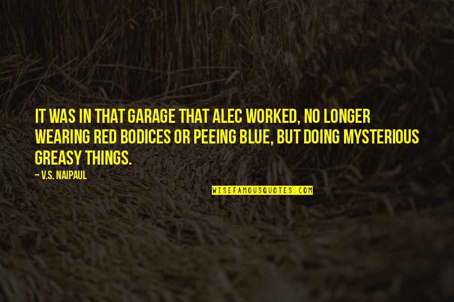 Zanouba Quotes By V.S. Naipaul: It was in that garage that Alec worked,