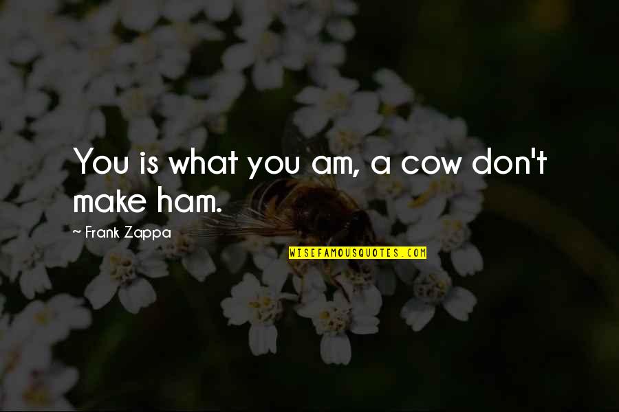 Zappa Quotes By Frank Zappa: You is what you am, a cow don't