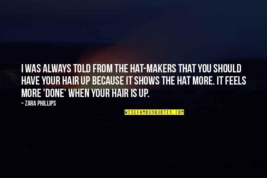 Zara Phillips Quotes By Zara Phillips: I was always told from the hat-makers that