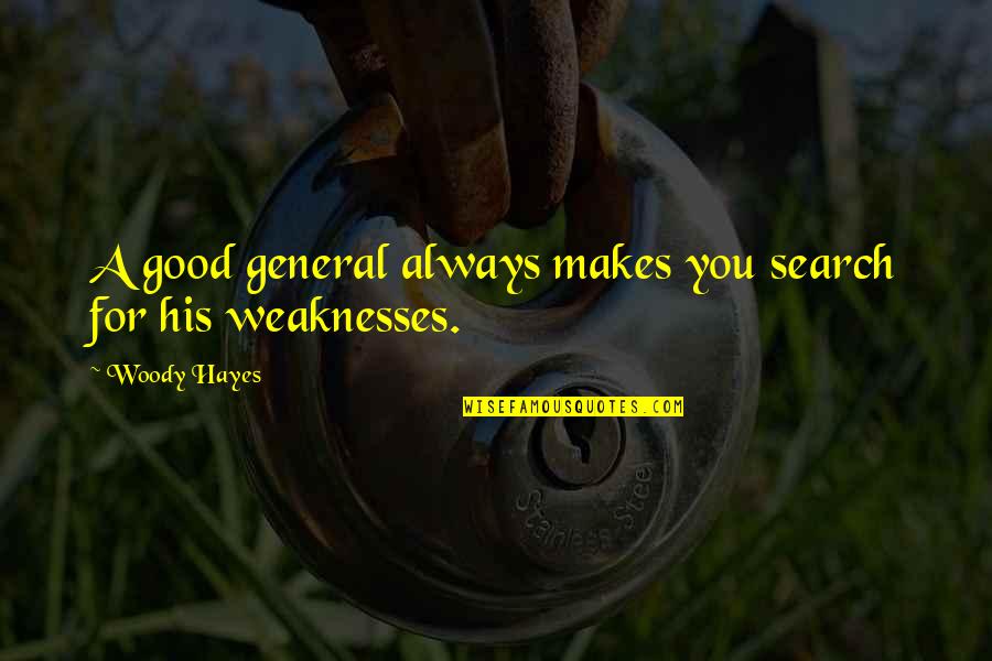 Zarea Cea Quotes By Woody Hayes: A good general always makes you search for