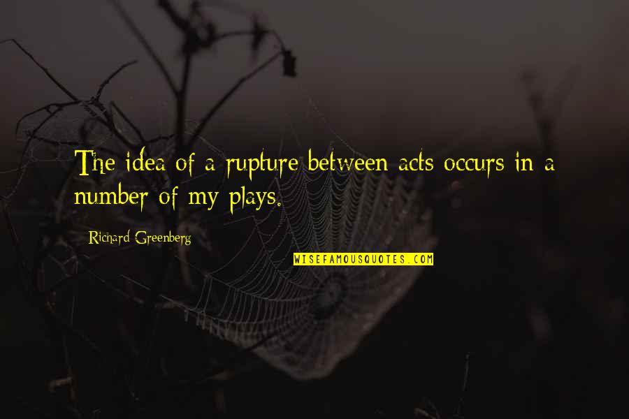 Zarfs And Finjans Quotes By Richard Greenberg: The idea of a rupture between acts occurs Zarfs And Finjans Quotes By Richard Greenberg: The idea of a rupture between acts occurs